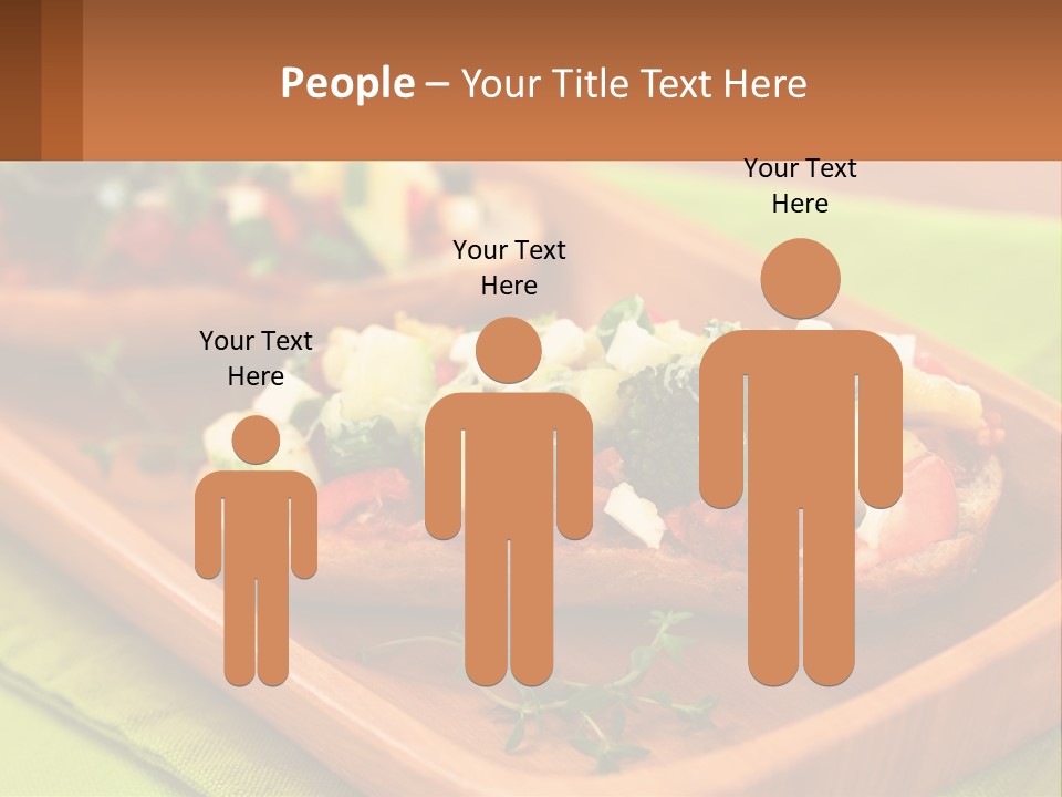 A Wooden Tray With Two Pieces Of Bread Topped With Vegetables PowerPoint Template