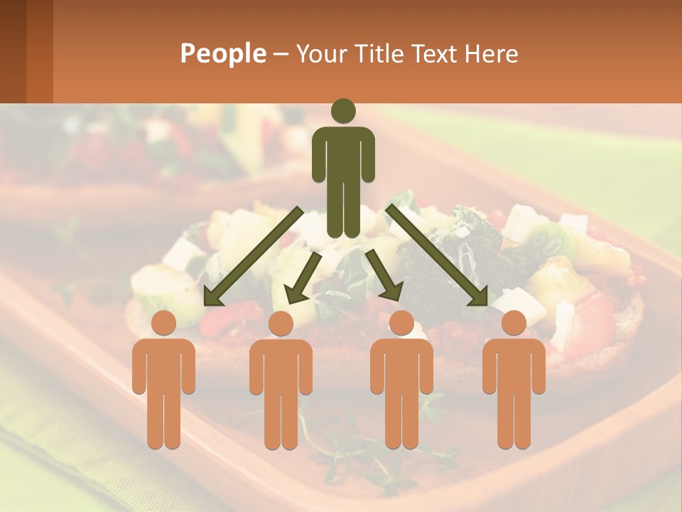 A Wooden Tray With Two Pieces Of Bread Topped With Vegetables PowerPoint Template