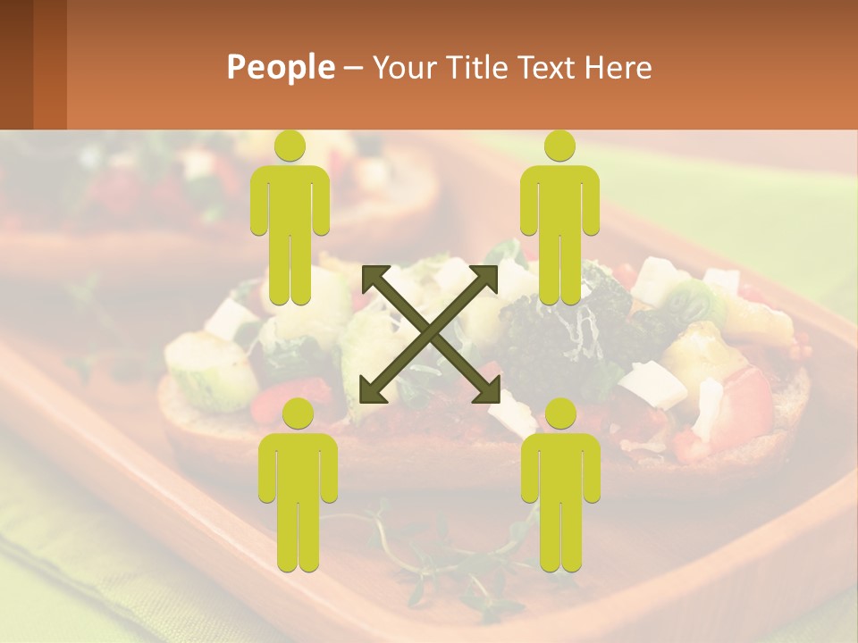 A Wooden Tray With Two Pieces Of Bread Topped With Vegetables PowerPoint Template