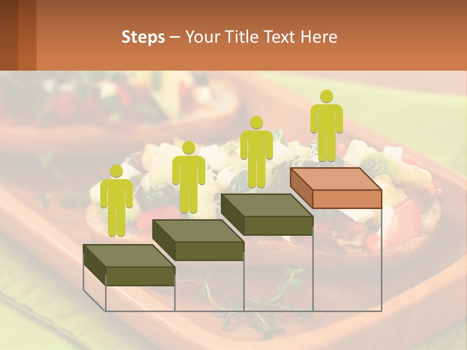 A Wooden Tray With Two Pieces Of Bread Topped With Vegetables PowerPoint Template