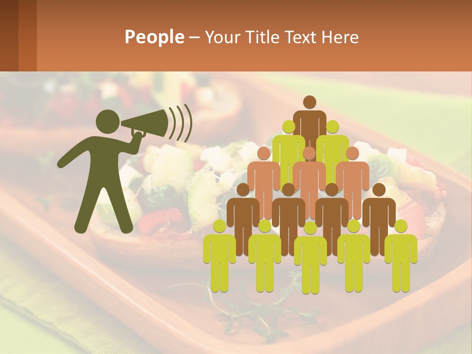 A Wooden Tray With Two Pieces Of Bread Topped With Vegetables PowerPoint Template