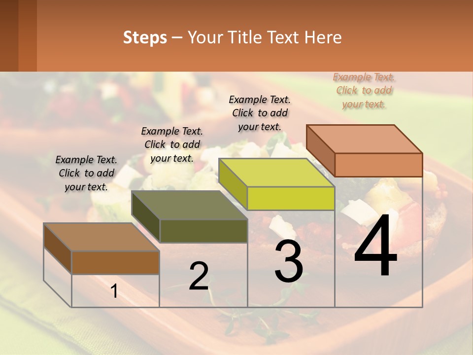 A Wooden Tray With Two Pieces Of Bread Topped With Vegetables PowerPoint Template
