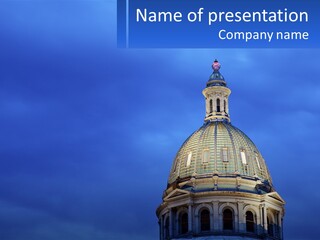 A Dome On Top Of A Building With A Blue Sky In The Background PowerPoint Template