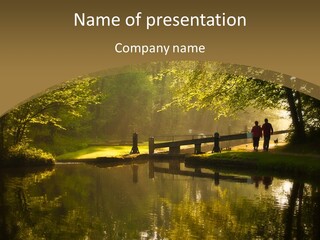 A Group Of People Standing On A Bridge Over A River PowerPoint Template