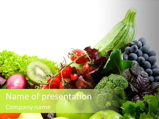 A Variety Of Fruits And Vegetables Are Shown In This Powerpoint Presentation PowerPoint Template