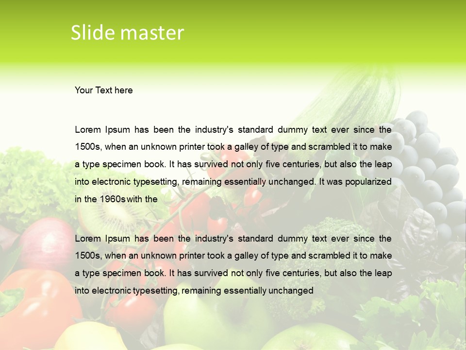 A Variety Of Fruits And Vegetables Are Shown In This Powerpoint Presentation PowerPoint Template