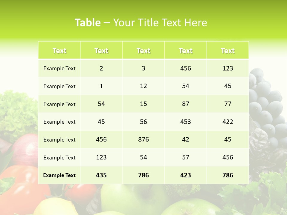 A Variety Of Fruits And Vegetables Are Shown In This Powerpoint Presentation PowerPoint Template