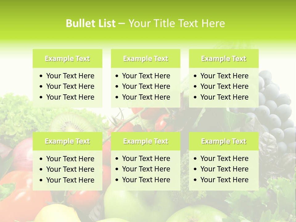 A Variety Of Fruits And Vegetables Are Shown In This Powerpoint Presentation PowerPoint Template