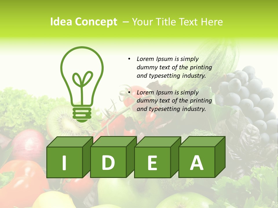 A Variety Of Fruits And Vegetables Are Shown In This Powerpoint Presentation PowerPoint Template
