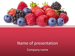 A Pile Of Berries And Raspberries On A White Background PowerPoint Template