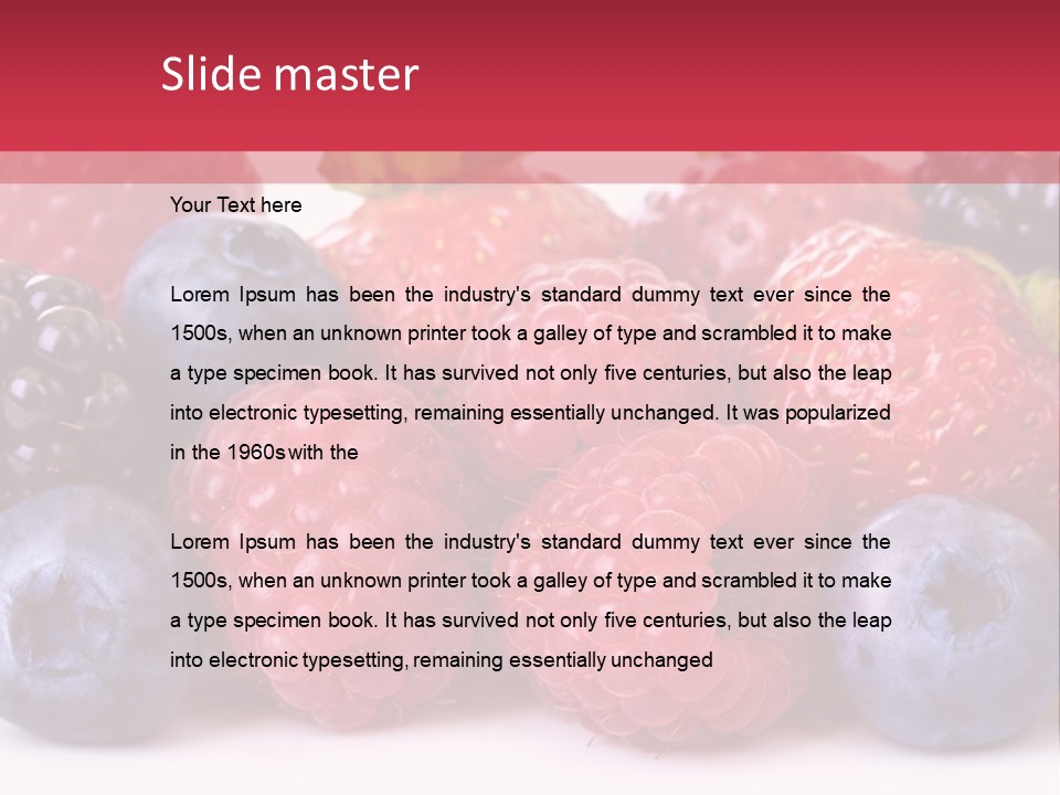 A Pile Of Berries And Raspberries On A White Background PowerPoint Template