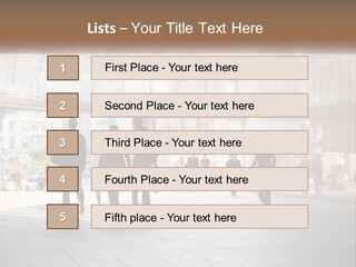 A Group Of People Walking Down A Street PowerPoint Template