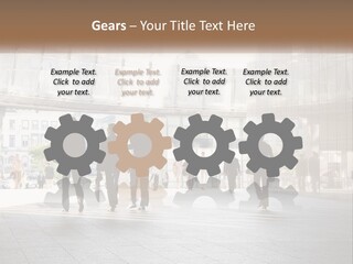 A Group Of People Walking Down A Street PowerPoint Template