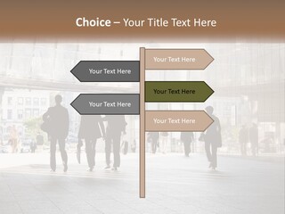 A Group Of People Walking Down A Street PowerPoint Template