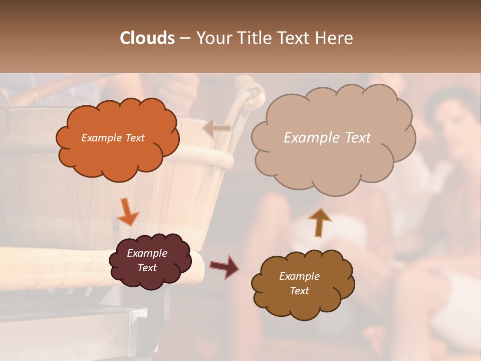 A Group Of Women Sitting In A Sauna PowerPoint Template