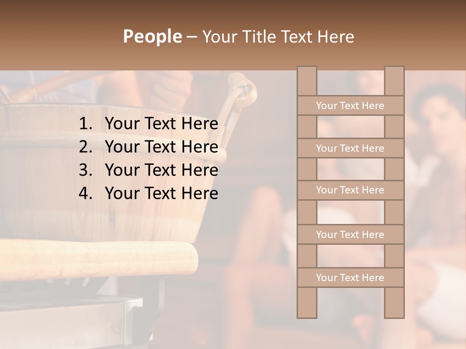 A Group Of Women Sitting In A Sauna PowerPoint Template