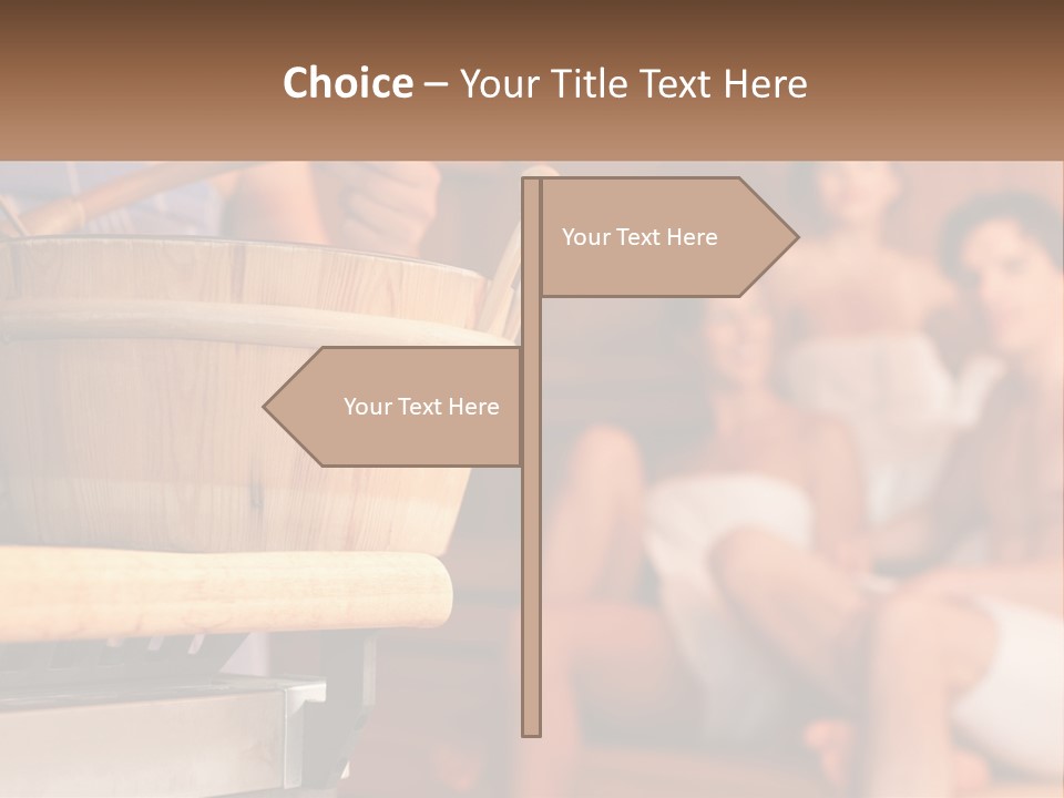 A Group Of Women Sitting In A Sauna PowerPoint Template
