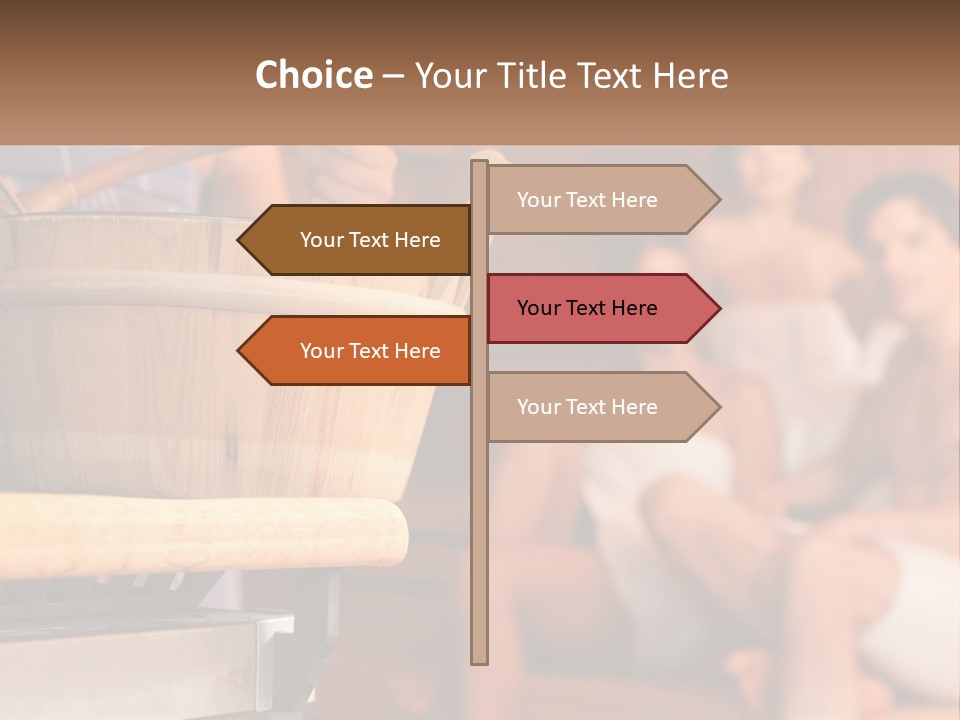 A Group Of Women Sitting In A Sauna PowerPoint Template