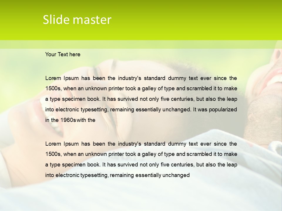 A Man And A Woman Laying On The Grass PowerPoint Template