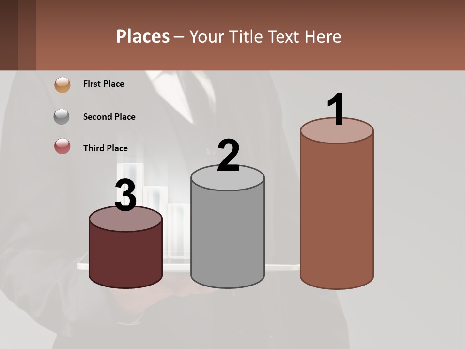 A Man In A Suit Holding A Tablet With A Chart On It PowerPoint Template