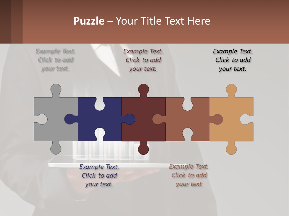 A Man In A Suit Holding A Tablet With A Chart On It PowerPoint Template