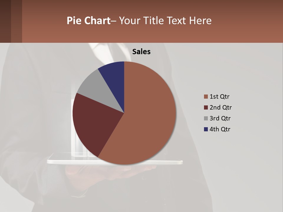 A Man In A Suit Holding A Tablet With A Chart On It PowerPoint Template