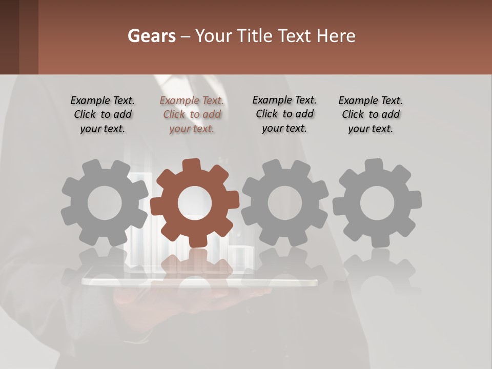 A Man In A Suit Holding A Tablet With A Chart On It PowerPoint Template