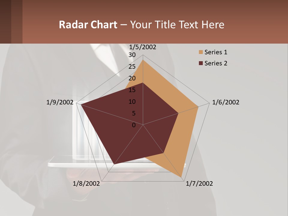 A Man In A Suit Holding A Tablet With A Chart On It PowerPoint Template