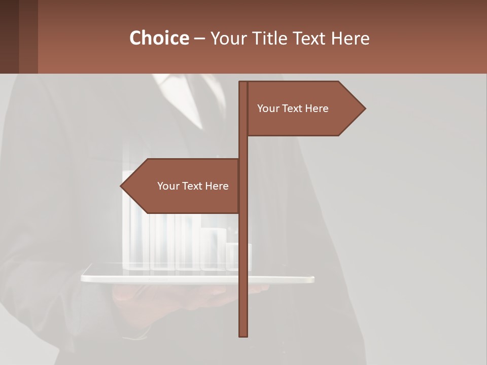 A Man In A Suit Holding A Tablet With A Chart On It PowerPoint Template