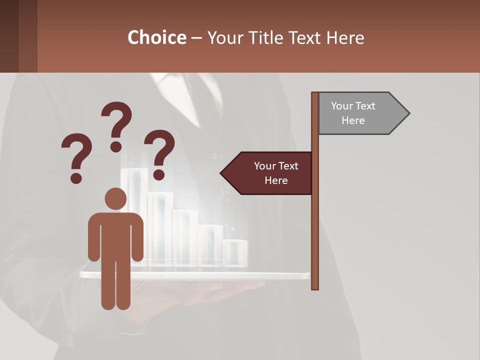 A Man In A Suit Holding A Tablet With A Chart On It PowerPoint Template