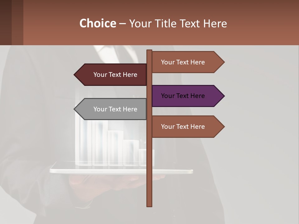 A Man In A Suit Holding A Tablet With A Chart On It PowerPoint Template