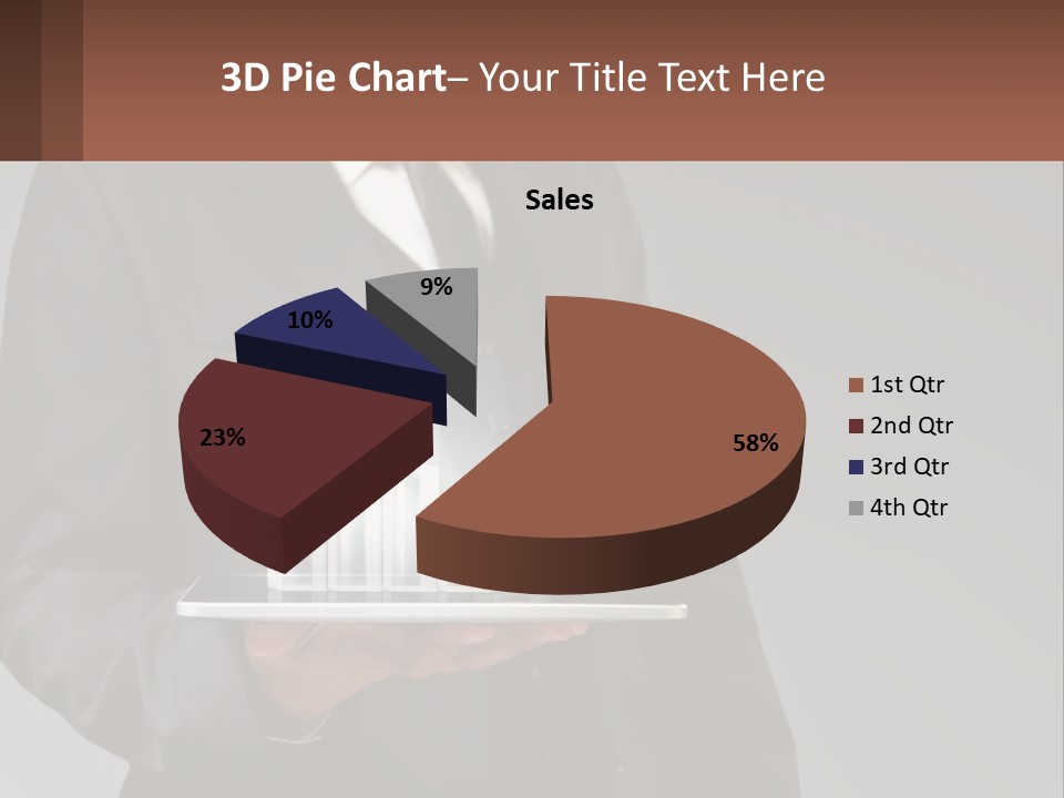 A Man In A Suit Holding A Tablet With A Chart On It PowerPoint Template