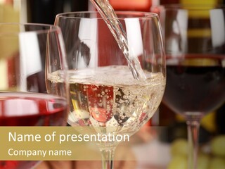 A Group Of Wine Glasses Filled With White And Red Wine PowerPoint Template