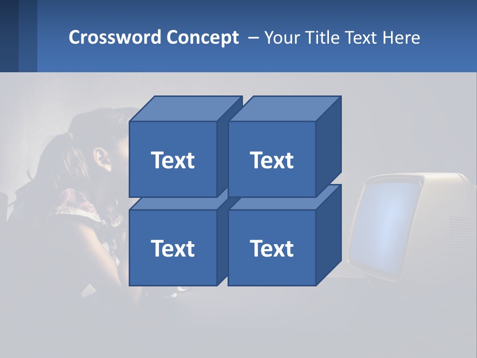 A Little Girl Sitting In Front Of A Computer PowerPoint Template