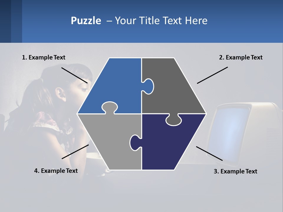 A Little Girl Sitting In Front Of A Computer PowerPoint Template