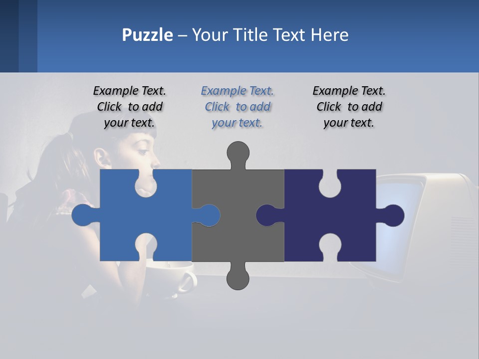 A Little Girl Sitting In Front Of A Computer PowerPoint Template