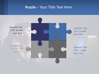 A Little Girl Sitting In Front Of A Computer PowerPoint Template