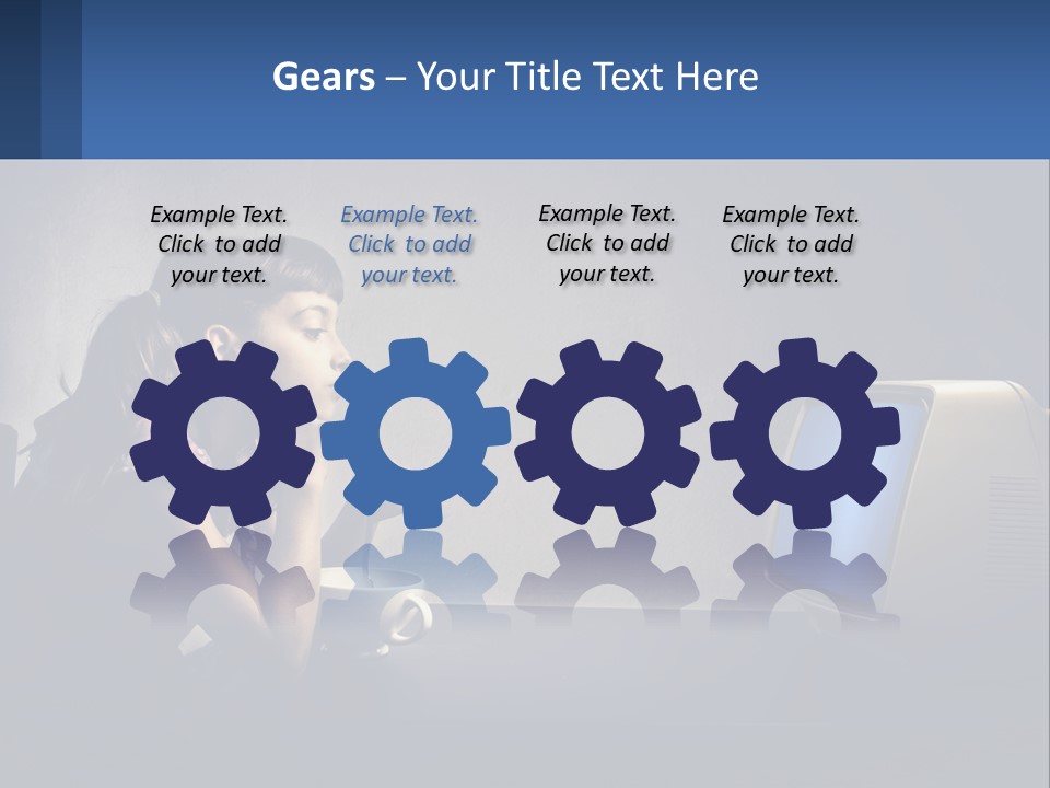 A Little Girl Sitting In Front Of A Computer PowerPoint Template