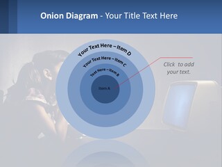 A Little Girl Sitting In Front Of A Computer PowerPoint Template