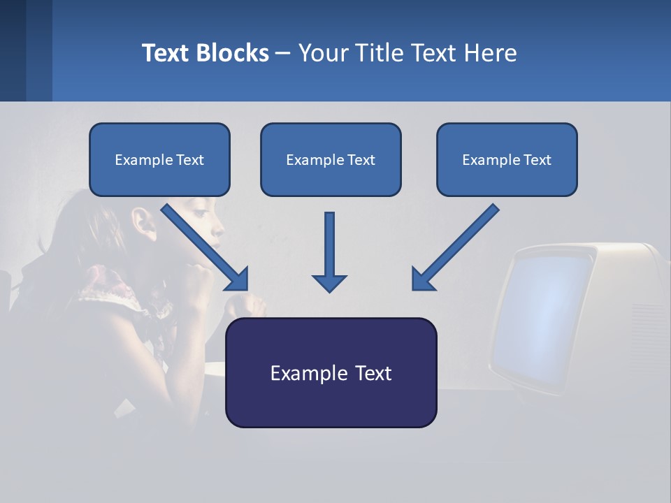 A Little Girl Sitting In Front Of A Computer PowerPoint Template