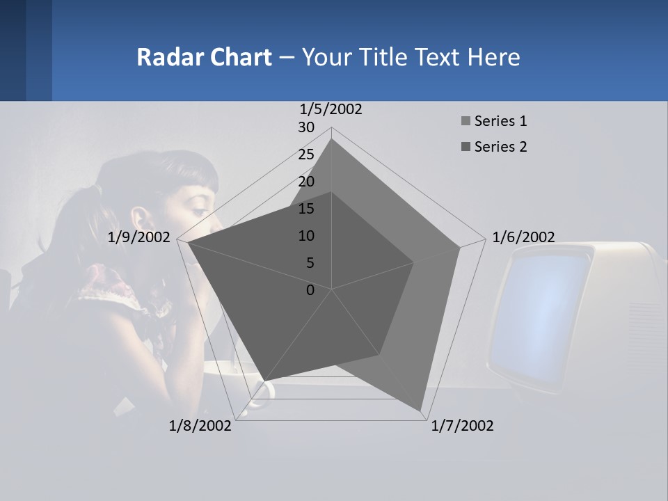 A Little Girl Sitting In Front Of A Computer PowerPoint Template
