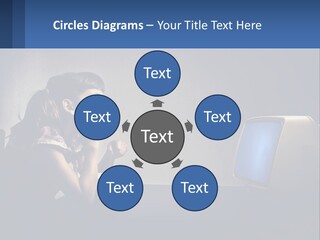 A Little Girl Sitting In Front Of A Computer PowerPoint Template