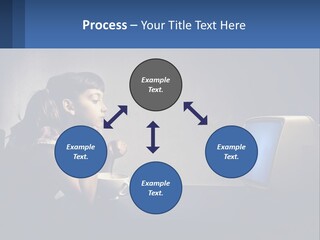 A Little Girl Sitting In Front Of A Computer PowerPoint Template