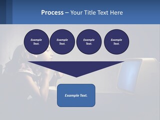 A Little Girl Sitting In Front Of A Computer PowerPoint Template