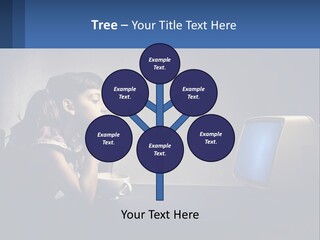 A Little Girl Sitting In Front Of A Computer PowerPoint Template