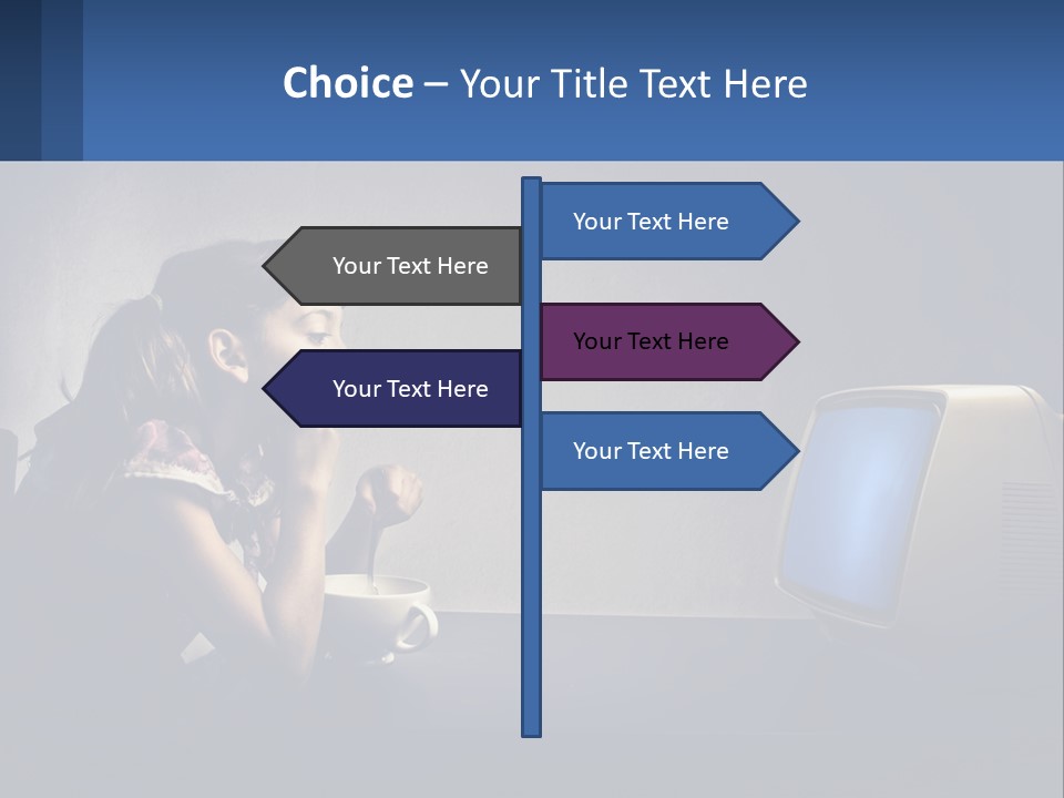 A Little Girl Sitting In Front Of A Computer PowerPoint Template