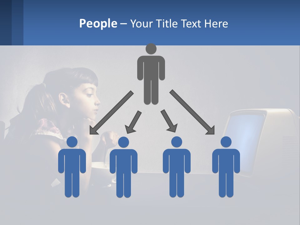 A Little Girl Sitting In Front Of A Computer PowerPoint Template