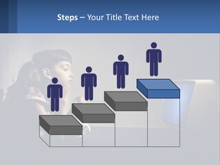 A Little Girl Sitting In Front Of A Computer PowerPoint Template