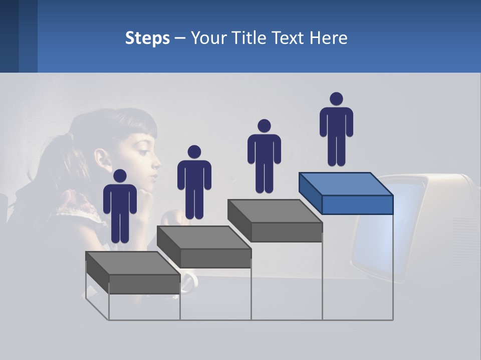 A Little Girl Sitting In Front Of A Computer PowerPoint Template