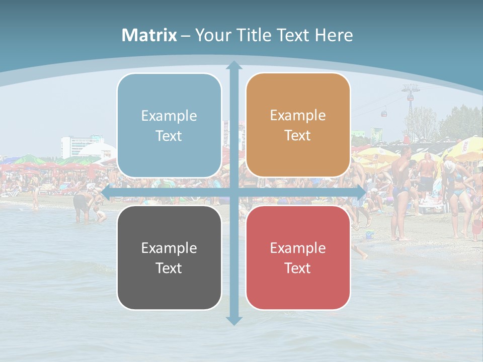 A Group Of People On A Beach With Umbrellas PowerPoint Template